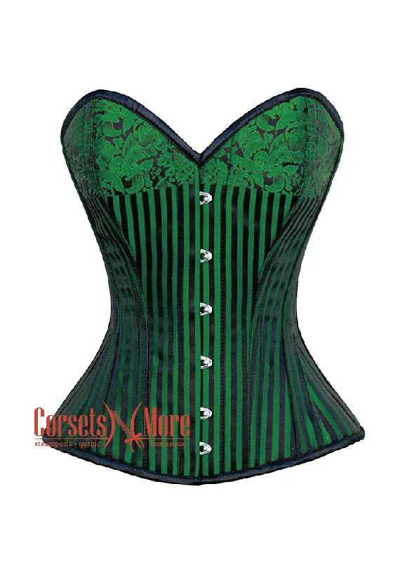 Now or Never Now or Never Green And Black Brocade Silver Zipper Steampunk Overbust Costume Corset Now or Never Now or Never Green And Black Brocade Silver Zipper Steampunk Overbust Costume Corset
