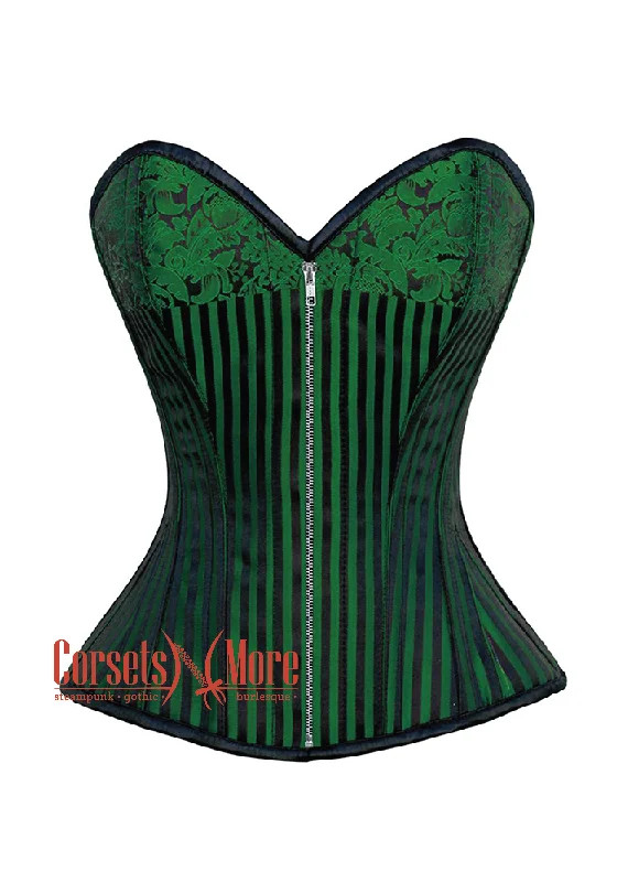 Overstock Overstock Green And Black Brocade Silver Zipper Steampunk Overbust Costume Corset Overstock Overstock Green And Black Brocade Silver Zipper Steampunk Overbust Costume Corset