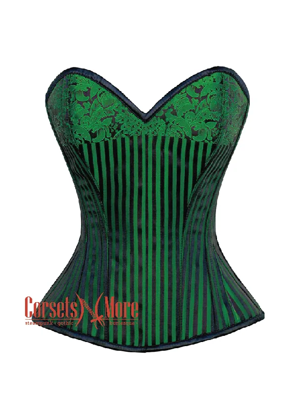 New Deals New Deals Green And Black Brocade Steampunk Overbust Costume Corset