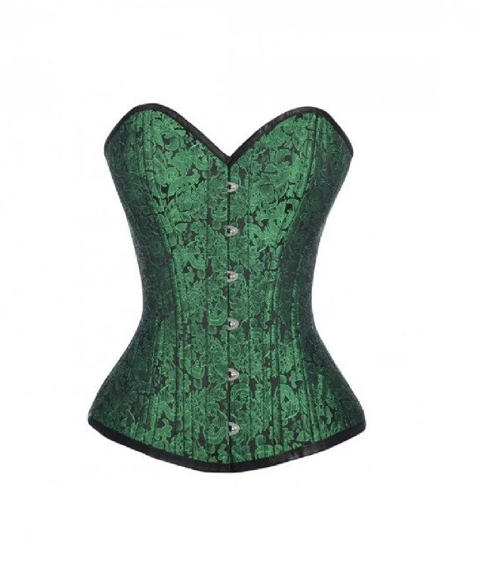 Super Discount Super Discount Green Brocade Busk Double Bone Burlesque Overbust Corset Waist Training Super Discount Super Discount Green Brocade Busk Double Bone Burlesque Overbust Corset Waist Training