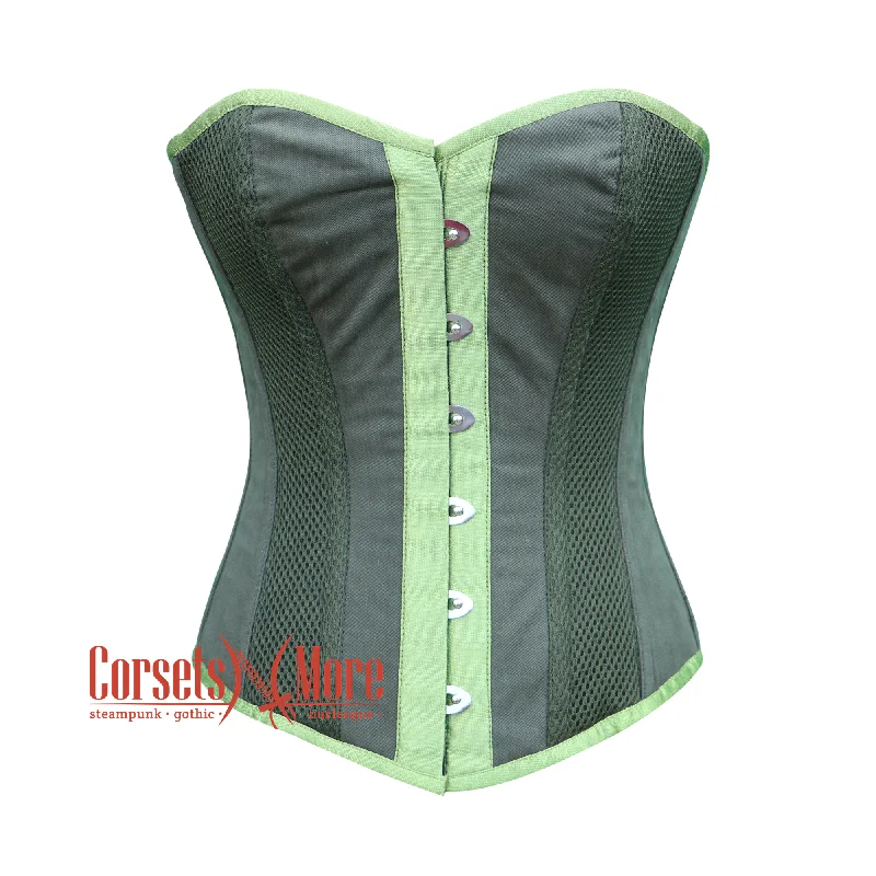 Limited Time Offer Limited Time Offer Green Cotton With Mesh Gothic Costume Steampunk Overbust Corset Top Limited Time Offer Limited Time Offer Green Cotton With Mesh Gothic Costume Steampunk Overbust Corset Top