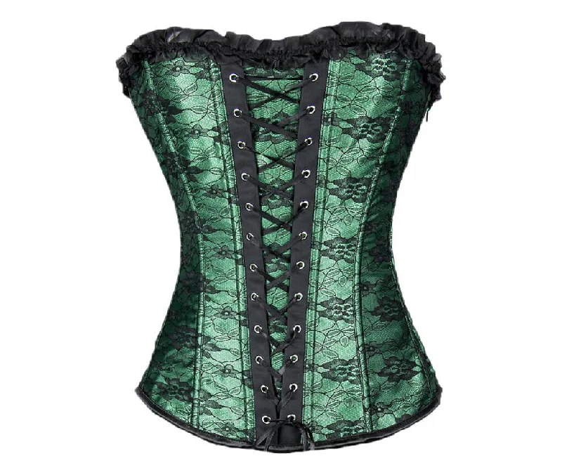 Bargain Blast Bargain Blast Green Satin Black Net Gothic Burlesque Corset Waist Training Overbust Bargain Blast Bargain Blast Green Satin Black Net Gothic Burlesque Corset Waist Training Overbust