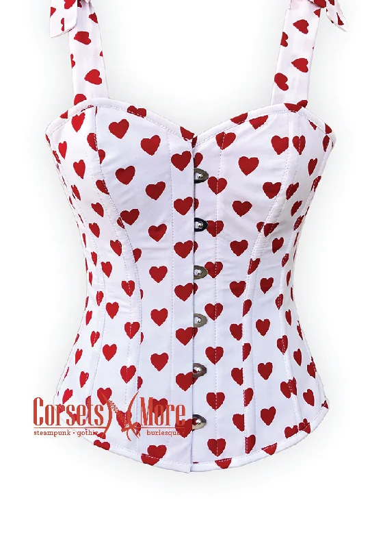 Sale Alert Sale Alert Heart Printed Overbust Corset with Straps tied at Shoulders