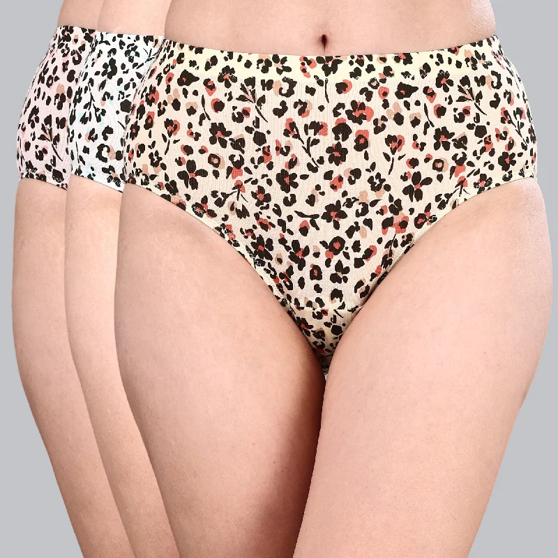 Massive Deals Massive Deals High Waist Full Coverage Printed Stretch Cotton Hipster Panty (Pack of 3) 3HWB-32