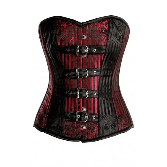 Half Price Half Price Isak Red and Black Brocade Pattern Overbust with Buckles