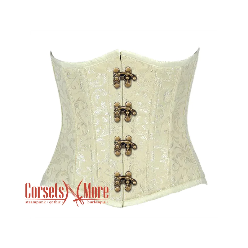 Online Exclusive Online Exclusive Ivory Brocade Antique Clasps Gothic Burlesque Waist Training Underbust Corset Bustier Top Online Exclusive Online Exclusive Ivory Brocade Antique Clasps Gothic Burlesque Waist Training Underbust Corset Bustier Top