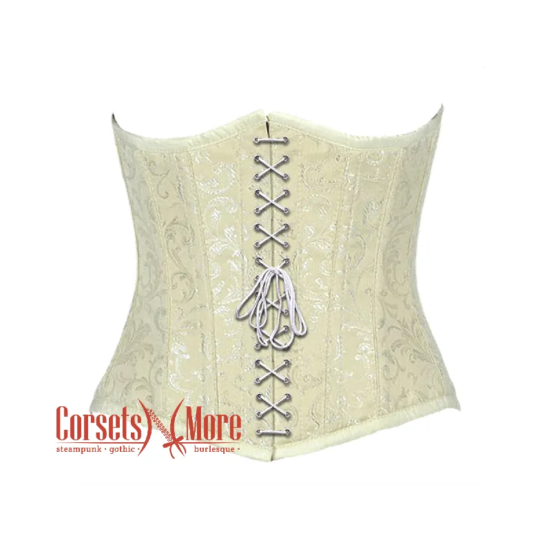 Loyalty Reward Loyalty Reward Ivory Brocade Front Lace Gothic Burlesque Waist Training Underbust Corset Bustier Top Loyalty Reward Loyalty Reward Ivory Brocade Front Lace Gothic Burlesque Waist Training Underbust Corset Bustier Top