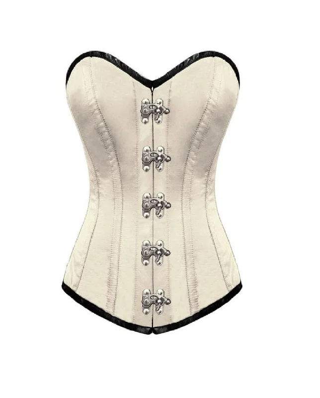Can't Beat Can't Beat Ivory Satin Seal Lock Gothic LONGLINE Overbust Corset Waist Training Can't Beat Can't Beat Ivory Satin Seal Lock Gothic LONGLINE Overbust Corset Waist Training