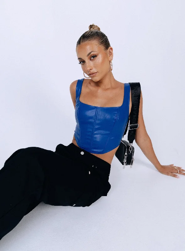 Act Fast Act Fast Kaeshia PU Bustier Blue