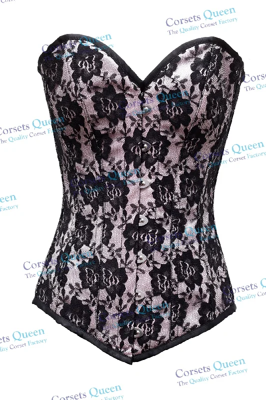 Final Sale Final Sale Lendon Pink Satin Net Overlay Overbust Corset