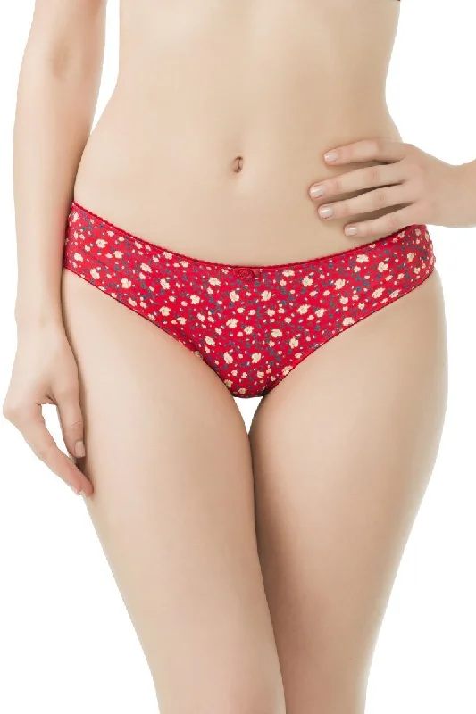 Super Deal Super Deal Low Rise Printed Bikini Panty - Tiger Lily-Golden Haze