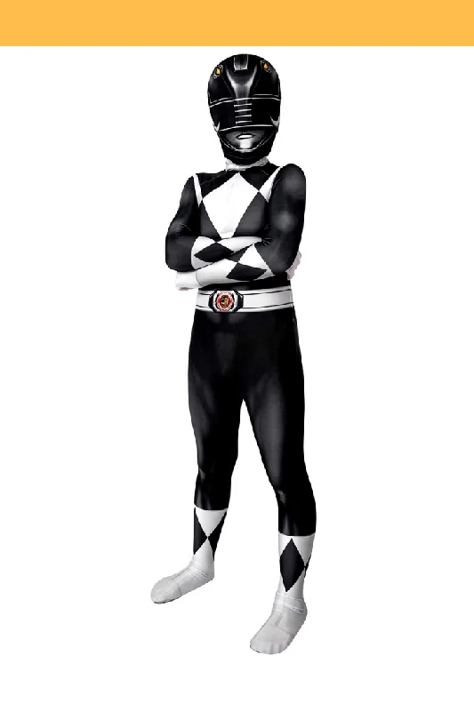 Year-End Clearance Year-End Clearance Mighty Morphin Power Rangers Black Ranger Kids Size Digital Printed Cosplay Costume