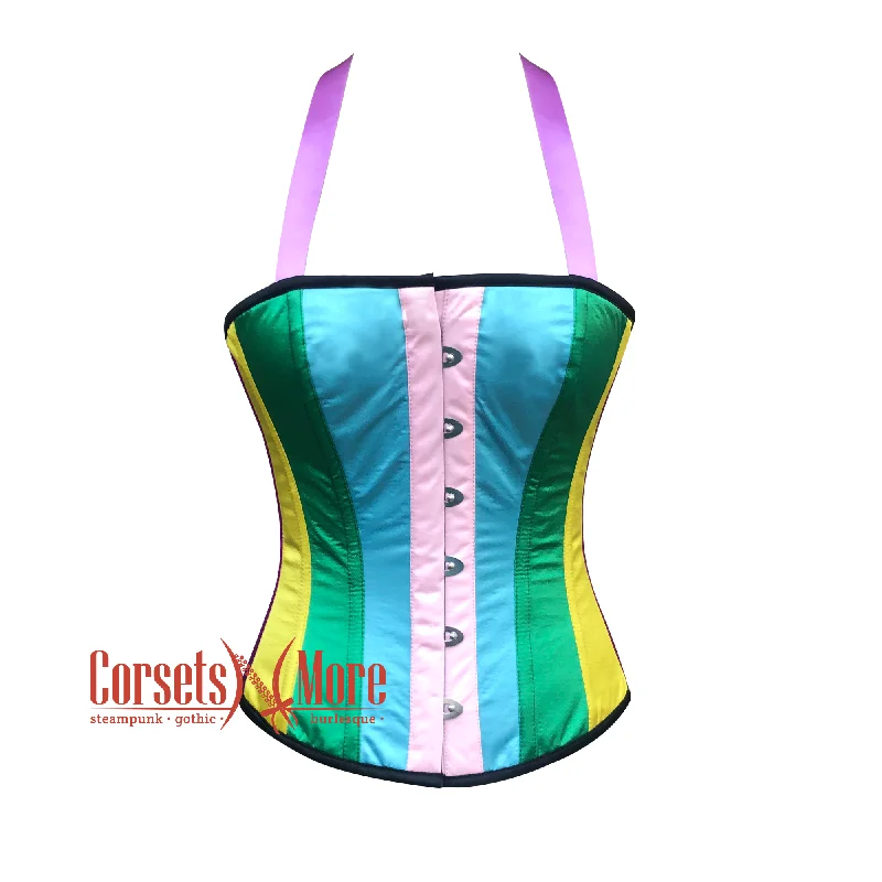 Bonus Savings Bonus Savings Multi-Color Satin Stripes Overbust Aro Ace Corset Pride Costume Rainbow Top Bonus Savings Bonus Savings Multi-Color Satin Stripes Overbust Aro Ace Corset Pride Costume Rainbow Top