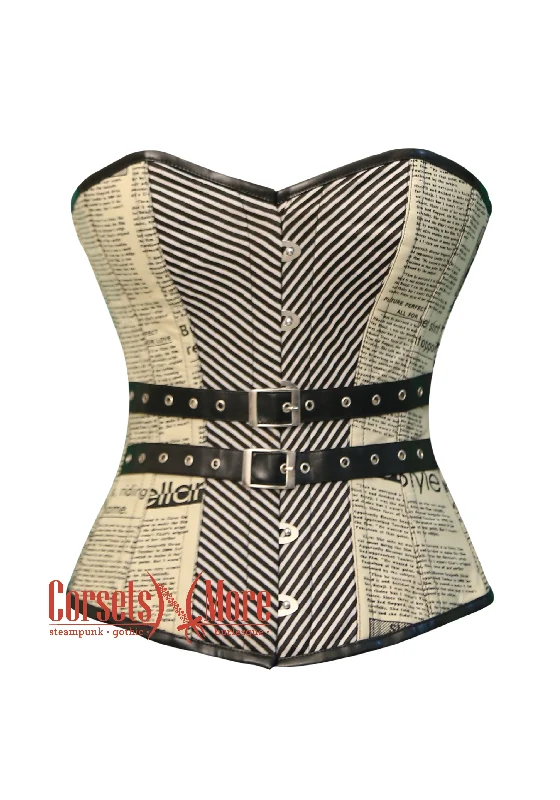 Online Specials Online Specials Newspaper Print Cotton Satin Retro Bustier Overbust Corset Costume Top Online Specials Online Specials Newspaper Print Cotton Satin Retro Bustier Overbust Corset Costume Top