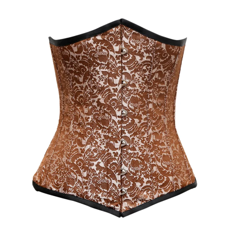 Deal Mania Deal Mania Numez Brown Silver Brocade Underbust Corset