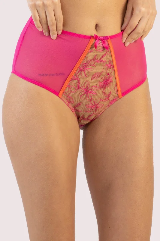 Reduced Prices Reduced Prices Olivia Pink Contrast Embroidery High Waist Brief