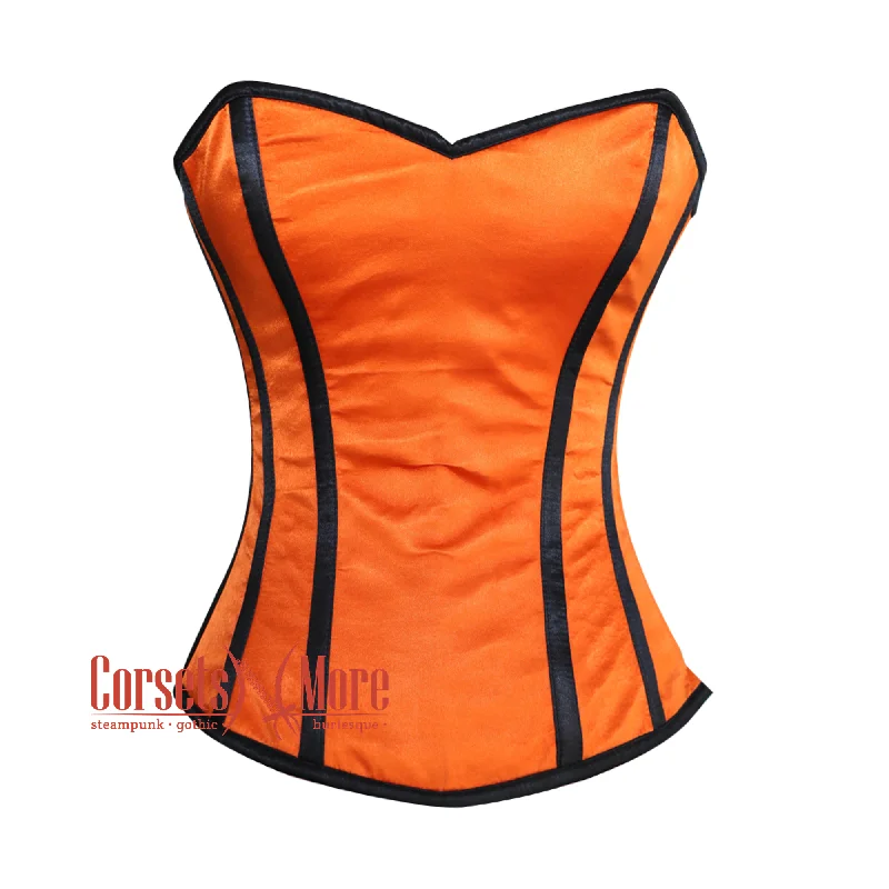 Daily Deals Daily Deals Orange Satin Black Stripe Gothic Overbust Burlesque Corset Top Daily Deals Daily Deals Orange Satin Black Stripe Gothic Overbust Burlesque Corset Top