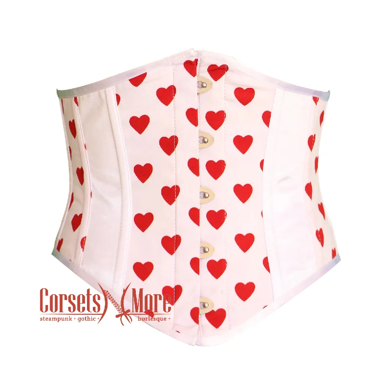 Big Discounts Big Discounts White Satin Heart Print Gothic Underbust Waist Trainer Corset Bustier Top Big Discounts Big Discounts White Satin Heart Print Gothic Underbust Waist Trainer Corset Bustier Top