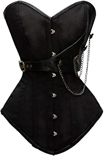 Special Buy Special Buy Pohtamo Black Cotton Steampunk Overbust Corset