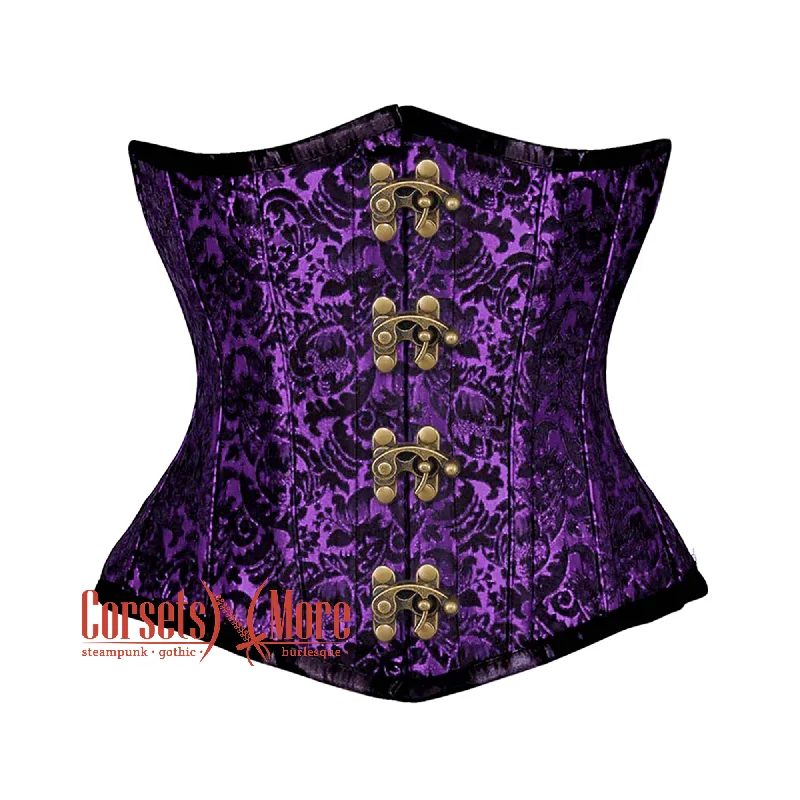 Deal Alert Deal Alert Purple And Black Brocade Front Lace Steampunk Gothic Waist Training Underbust Corset Bustier Top Deal Alert Deal Alert Purple And Black Brocade Front Lace Steampunk Gothic Waist Training Underbust Corset Bustier Top