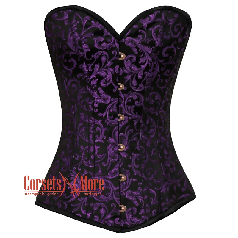 Unmissable Offer Unmissable Offer Purple And Black Brocade Gothic Corset Burlesque Overbust Top Unmissable Offer Unmissable Offer Purple And Black Brocade Gothic Corset Burlesque Overbust Top