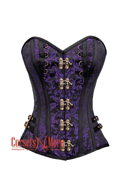 Don't Miss Don't Miss Purple and Black Brocade Overbust Corset Bustier Heart Top Costume Don't Miss Don't Miss Purple and Black Brocade Overbust Corset Bustier Heart Top Costume