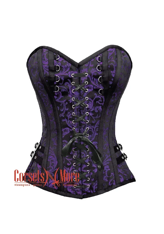 Can't Be Beat Can't Be Beat Purple and Black Brocade Overbust Corset Bustier Heart Top Costume Can't Be Beat Can't Be Beat Purple and Black Brocade Overbust Corset Bustier Heart Top Costume