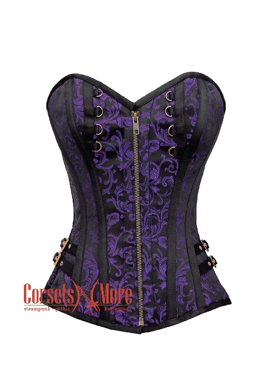 Big Savings Big Savings Purple and Black Brocade Overbust Corset Bustier Heart Top Costume Big Savings Big Savings Purple and Black Brocade Overbust Corset Bustier Heart Top Costume