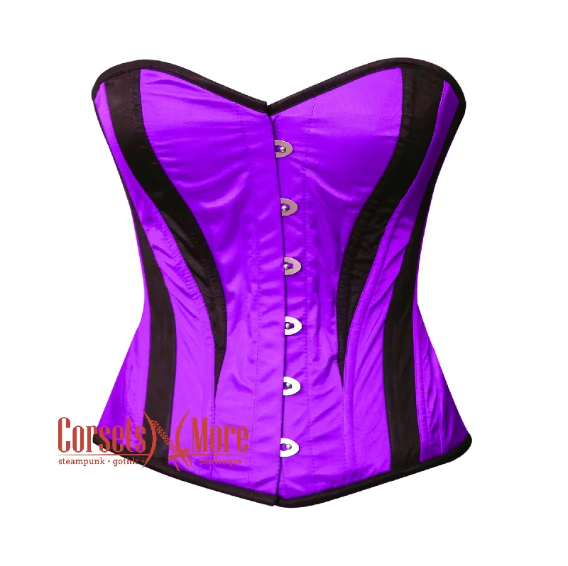 Amazing Deals Amazing Deals Purple and Black Satin Burlesque Costume Overbust Corset Top Amazing Deals Amazing Deals Purple and Black Satin Burlesque Costume Overbust Corset Top