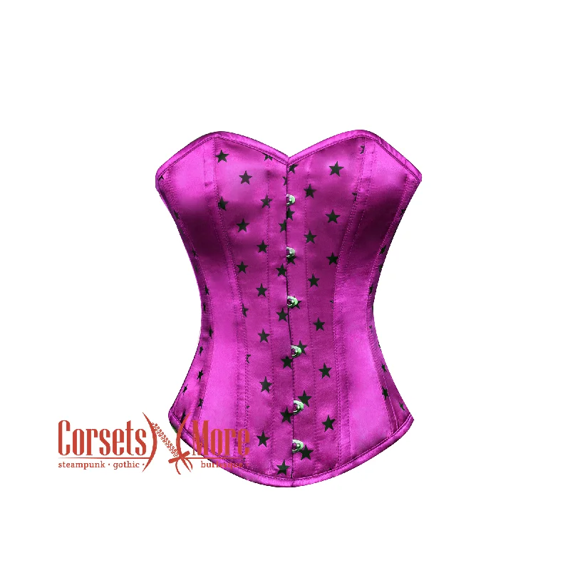 Final Clearance Final Clearance Purple Satin Corset Black Stars Print Gothic Burlesque Bustier Overbust Final Clearance Final Clearance Purple Satin Corset Black Stars Print Gothic Burlesque Bustier Overbust