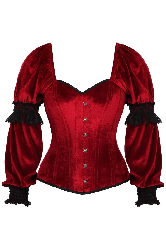 Weekend Price Cuts Galore Weekend Price Cuts Galore Queen Size Top Drawer Velvet Sleeved Steel Corset