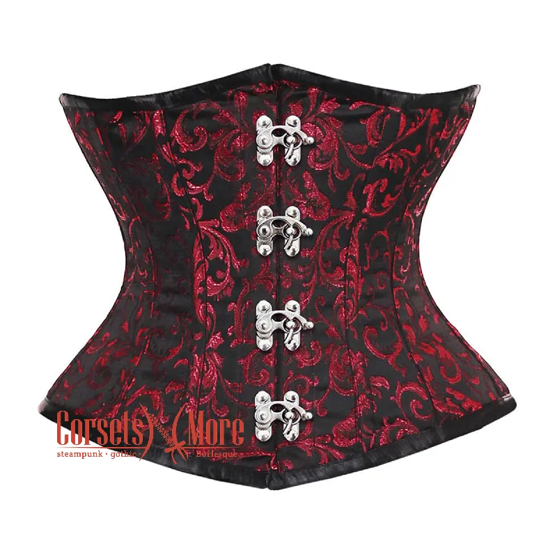 Massive Deals Massive Deals Red And Black Brocade Front Clasps Waist Training Steampunk Costume Underbust Corset Massive Deals Massive Deals Red And Black Brocade Front Clasps Waist Training Steampunk Costume Underbust Corset