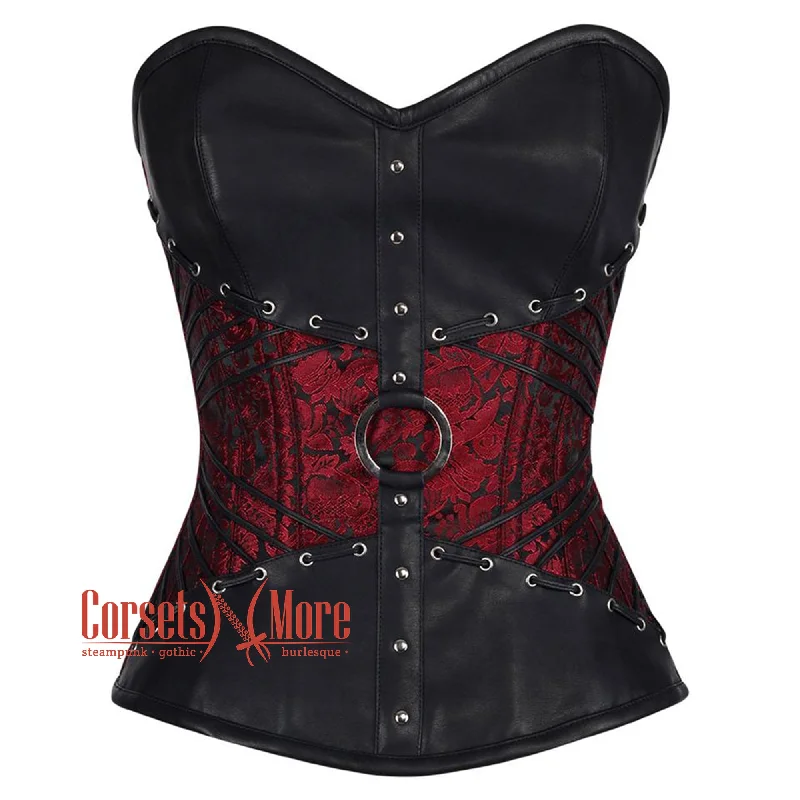 Price Drop Price Drop Red and Black Brocade Leather Belt Steampunk Sexy Waist Training Overbust Corset Bustier Top Price Drop Price Drop Red and Black Brocade Leather Belt Steampunk Sexy Waist Training Overbust Corset Bustier Top