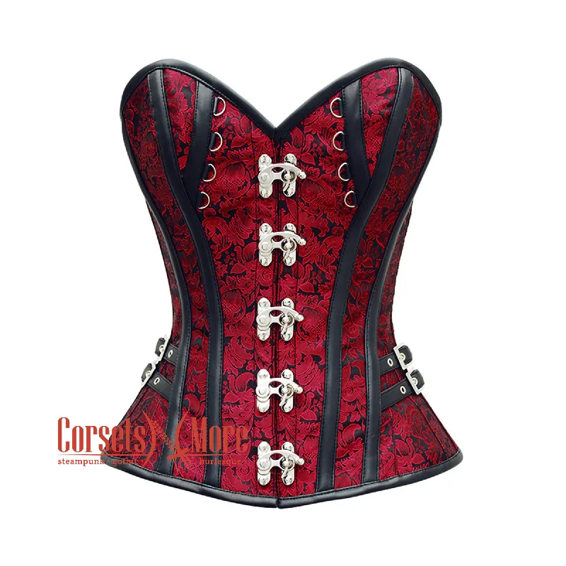 Shop and Save Shop and Save Red And Black Brocade Steampunk Costume Gothic Corset Overbust Top Shop and Save Shop and Save Red And Black Brocade Steampunk Costume Gothic Corset Overbust Top