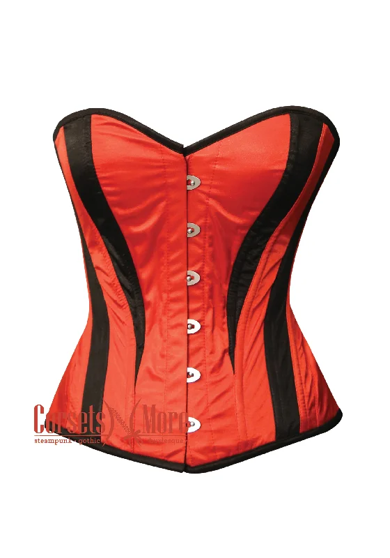 Big Savings Big Savings Red and Black Satin Halloween Costume Overbust Sweetheart Neckline Corset Top Big Savings Big Savings Red and Black Satin Halloween Costume Overbust Sweetheart Neckline Corset Top