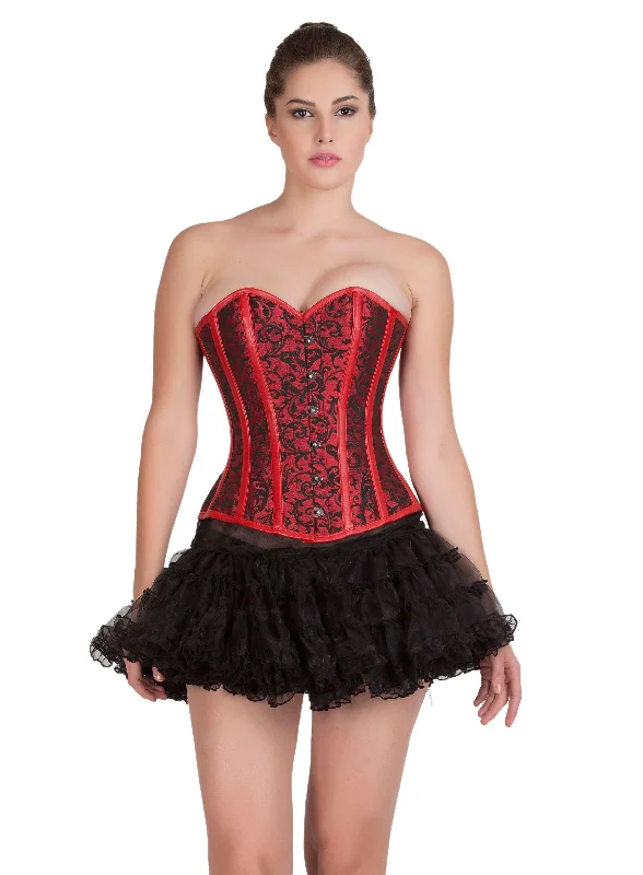 Limited Stock Limited Stock Red Black Brocade & Leather Gothic Burlesque Waist Training Bustier Valentine Overbust Corset Top Limited Stock Limited Stock Red Black Brocade & Leather Gothic Burlesque Waist Training Bustier Valentine Overbust Corset Top