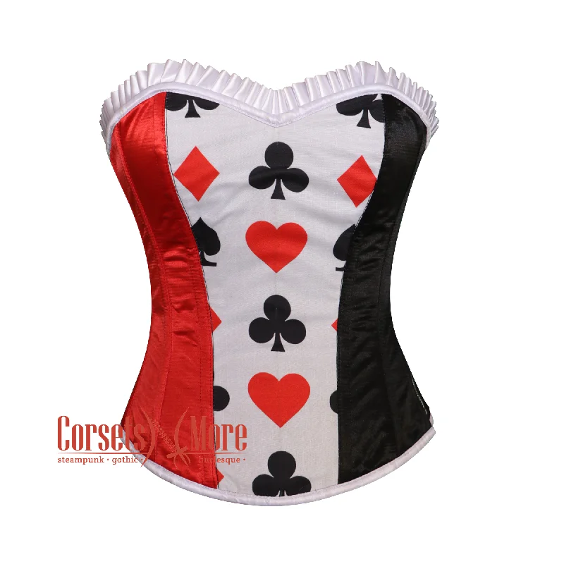 Discount Extravaganza Discount Extravaganza Red Black Satin With White Frill Overbust Christmas Corset Bustier Top Discount Extravaganza Discount Extravaganza Red Black Satin With White Frill Overbust Christmas Corset Bustier Top