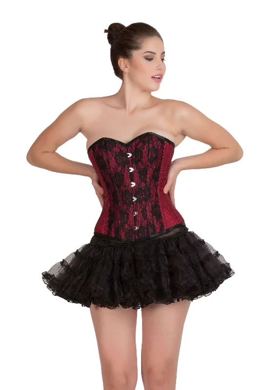 Hot Deal Hot Deal Red Lining Cotton Polyester Black Net Gothic Burlesque Waist Training Bustier Overbust Corset Top Hot Deal Hot Deal Red Lining Cotton Polyester Black Net Gothic Burlesque Waist Training Bustier Overbust Corset Top