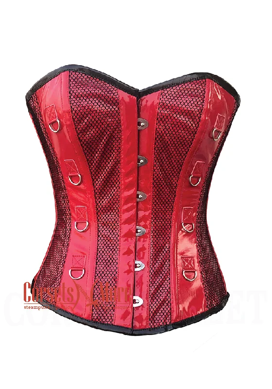 Don't Miss Out Don't Miss Out Red PVC Black Net Halloween Costume Overbust Heart Corset Top Don't Miss Out Don't Miss Out Red PVC Black Net Halloween Costume Overbust Heart Corset Top
