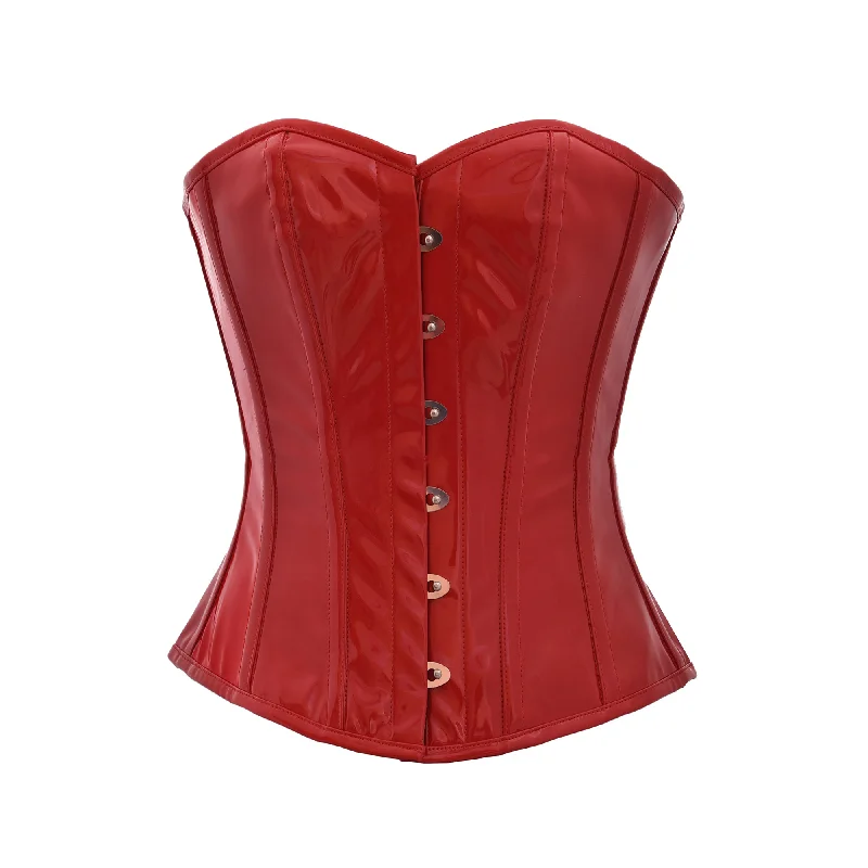 Now Available Now Available Red PVC Faux Leather Gothic Steampunk Bustier Waist Training Overbust Corset Costume Now Available Now Available Red PVC Faux Leather Gothic Steampunk Bustier Waist Training Overbust Corset Costume