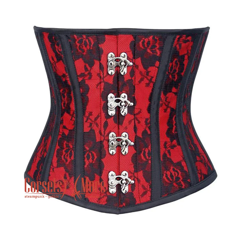 Price Drop Price Drop Red Satin Black Net Overlay Burlesque Gothic Underbust Waist Training Corset Price Drop Price Drop Red Satin Black Net Overlay Burlesque Gothic Underbust Waist Training Corset