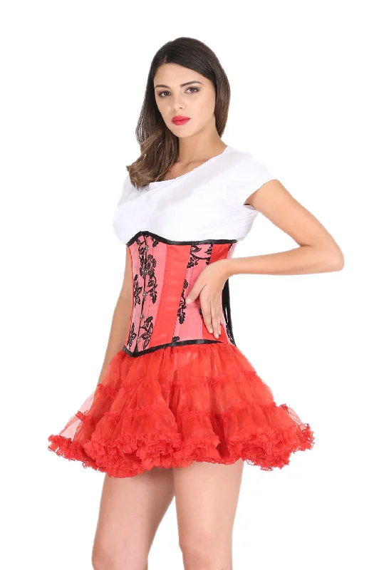 Super Deal Super Deal Red Satin Corset Costume Tissue Flocking Gothic Burlesque Waist Training Valentine Underbust Bustier Top Super Deal Super Deal Red Satin Corset Costume Tissue Flocking Gothic Burlesque Waist Training Valentine Underbust Bustier Top