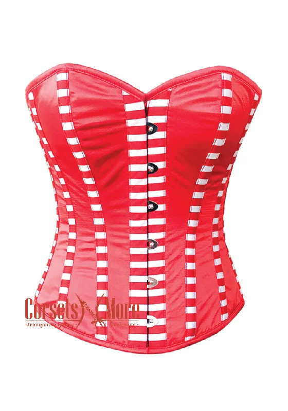 Markdown Madness Markdown Madness Red Satin Stripes Burlesque Gothic Costume Overbust Corset Top Markdown Madness Markdown Madness Red Satin Stripes Burlesque Gothic Costume Overbust Corset Top