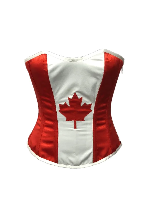 Deal Frenzy Deal Frenzy Valentine Corset Red White Satin Canada Flag Burlesque Waist Training Overbust Deal Frenzy Deal Frenzy Valentine Corset Red White Satin Canada Flag Burlesque Waist Training Overbust