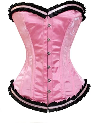 Inventory Reduction Inventory Reduction Rosanna Pink Satin Overbust Corset With Frill Inventory Reduction Inventory Reduction Rosanna Pink Satin Overbust Corset With Frill