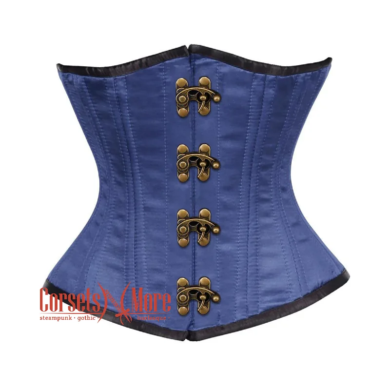 Crazy Deal Crazy Deal Royal Blue Satin Double Bone Front Antique Clasps Gothic Waist Training Underbust Corset Bustier Top
