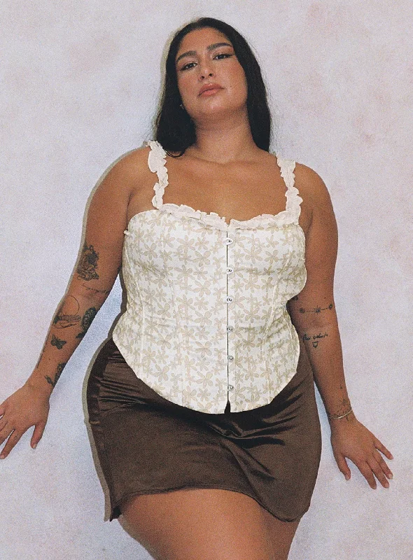 Value Deals Value Deals Searle Floral Corset Cream Curve