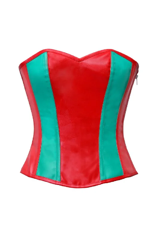 Unbeatable Deal Unbeatable Deal Sexy Red & Green Leather Steampunk Overbust Corset Waist Training