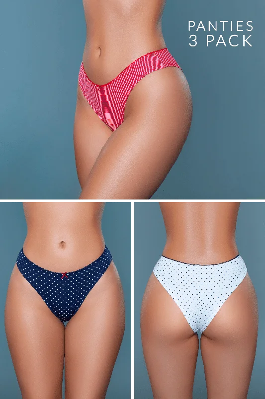 Inventory Reduction Inventory Reduction Talia Printed Cotton Cheeky 3 Pack Panties