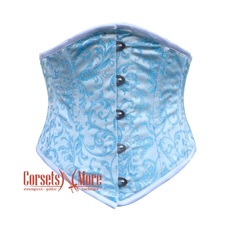 Sale Event Sale Event Turquoise And White Brocade Gothic Waist Trainer Underbust Waspie Corset